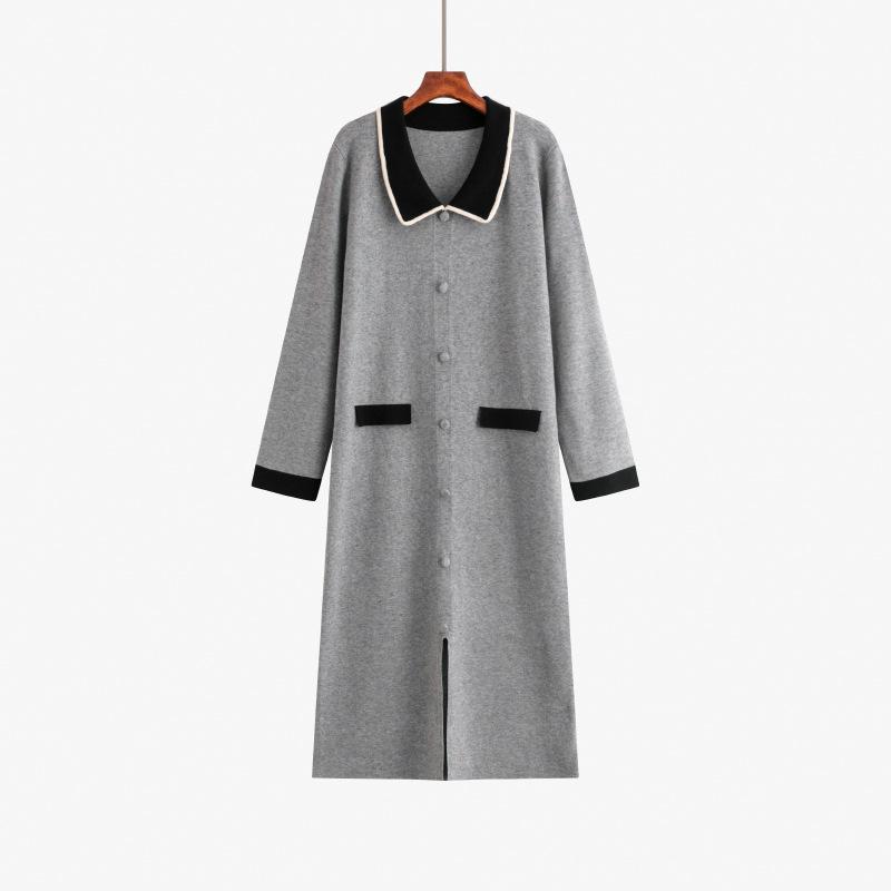 

Плюс Размер Женское Цвет Контрастное Разделение Прямой Труба Платье Свитер XXL серый