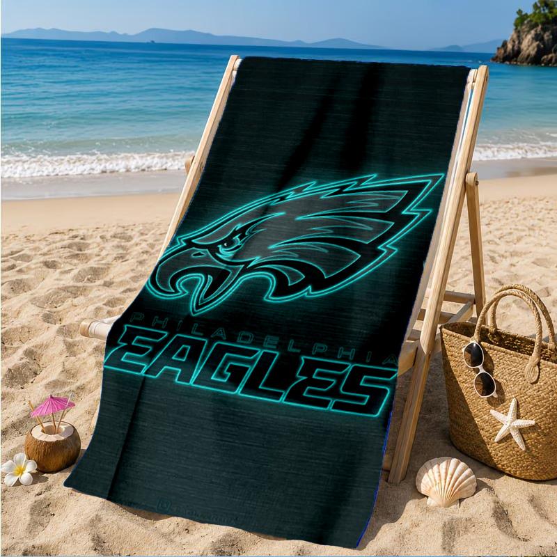 Asciugamano da Spiaggia Philadelphia Eagles, Asciugatura Rapida, Facile da Curare, Adatto Sia per il Fitness che per le Vacanze al Mare, Essenziale per lo Sport
