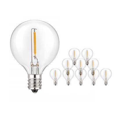 10 ks Náhradní žárovky G40 E12 1W 5V 24V 110V 220V Plastové baňky pro řetězová světla Vnitřní Venkovní Terasa Zahrada Teplá bílá