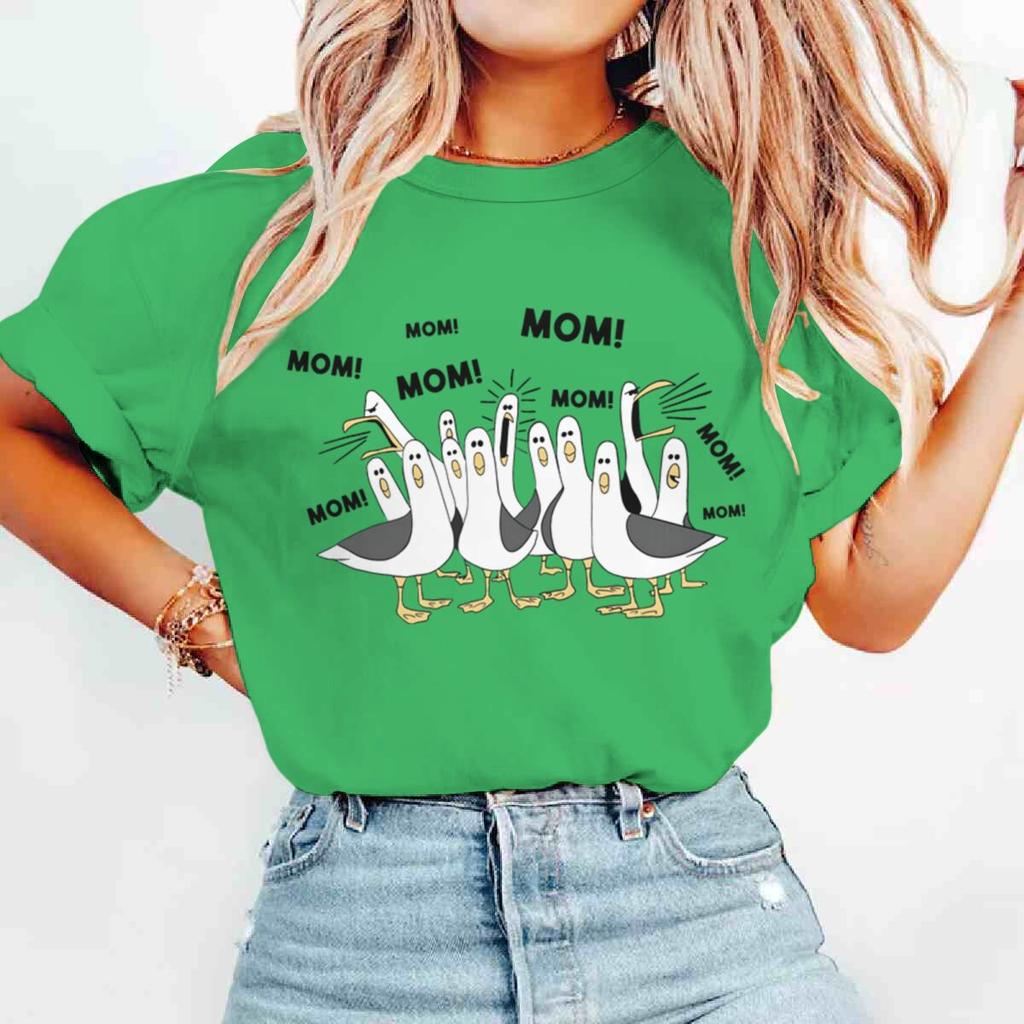 Mom Mom Mom Cartoon Bird Print T Shirt Womens Short Sleevev Mother Day Gifts Tshirts Best Mama Ever Tees Casual Tops