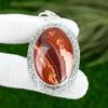 925 Sterling Silver Red Snakeskin Jasper Gemstone Bezel Wedding Pendant Jewelry