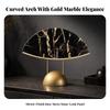 Semi-circular Stone Sculpture with Veined Panel for Tea Cabinet Decor