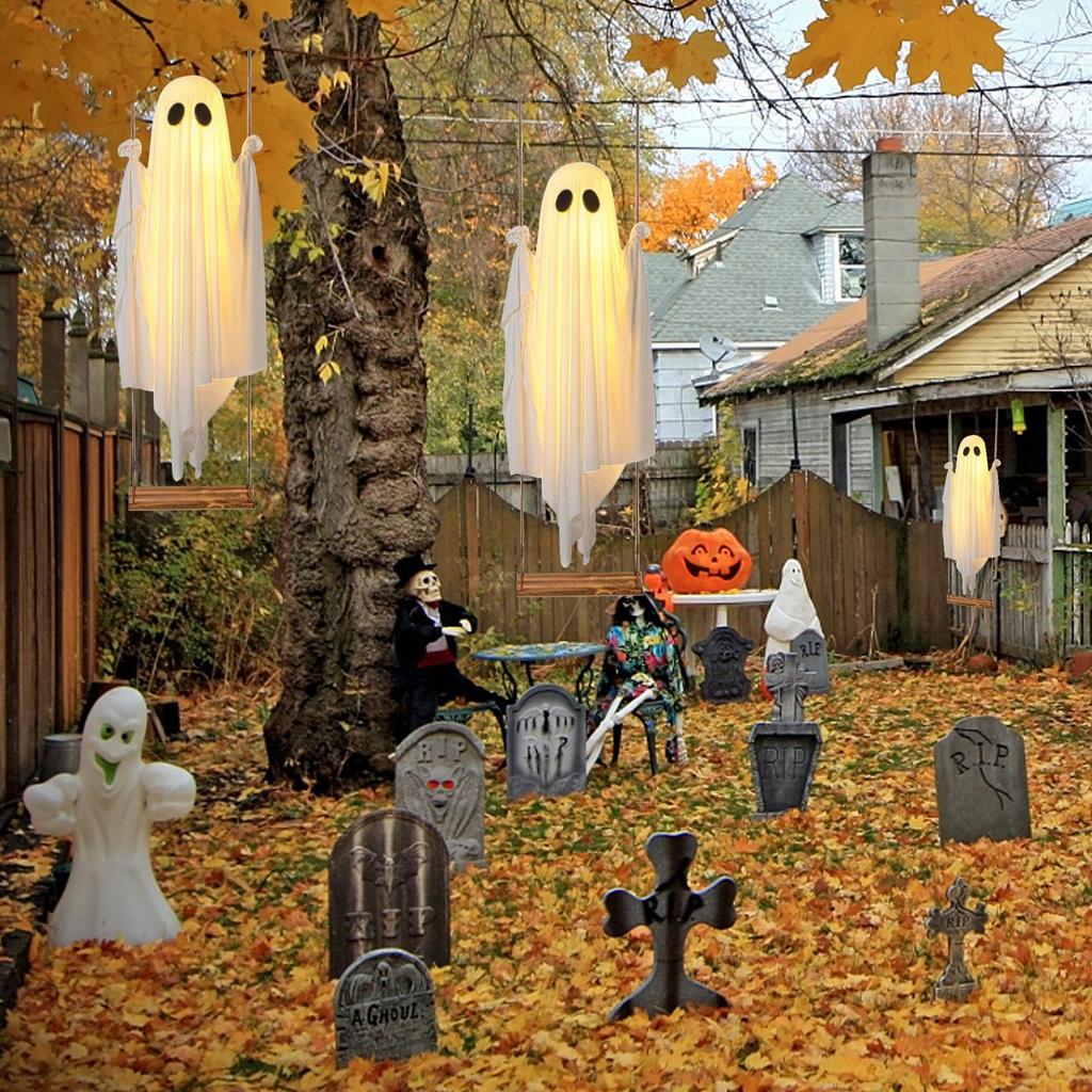 152x43cm Halloween Ghost Decorations Scary Ghost with Decorative Lights Halloween Props Hangable Yard Garden Home Decorations