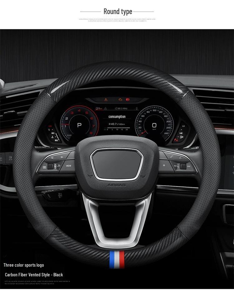 Carbon Fiber & Leather Steering Wheel Cover for BYD Yuan 22 EV/Pro New Energy Vehicles