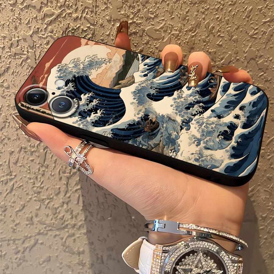 Funda Phone Cover Case for Apple iPhone 17 Pro Max Air 14 11 16 15 Pro 7 8 13 XR XS MAX 12 Cartoon Wave