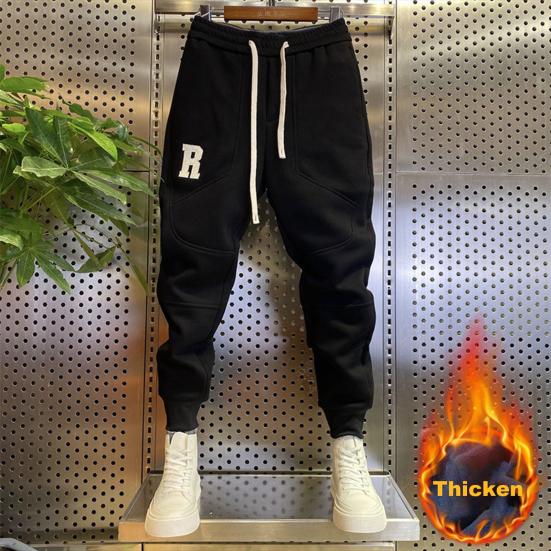 

Мужские осенне-зимние брюки, чистый цвет, эластичная резинка на талии, свободные карманы, толстые теплые свободные брюки с вышивкой букв, мужские спортивные брюки на щиколотке, спортивные брюки L серый