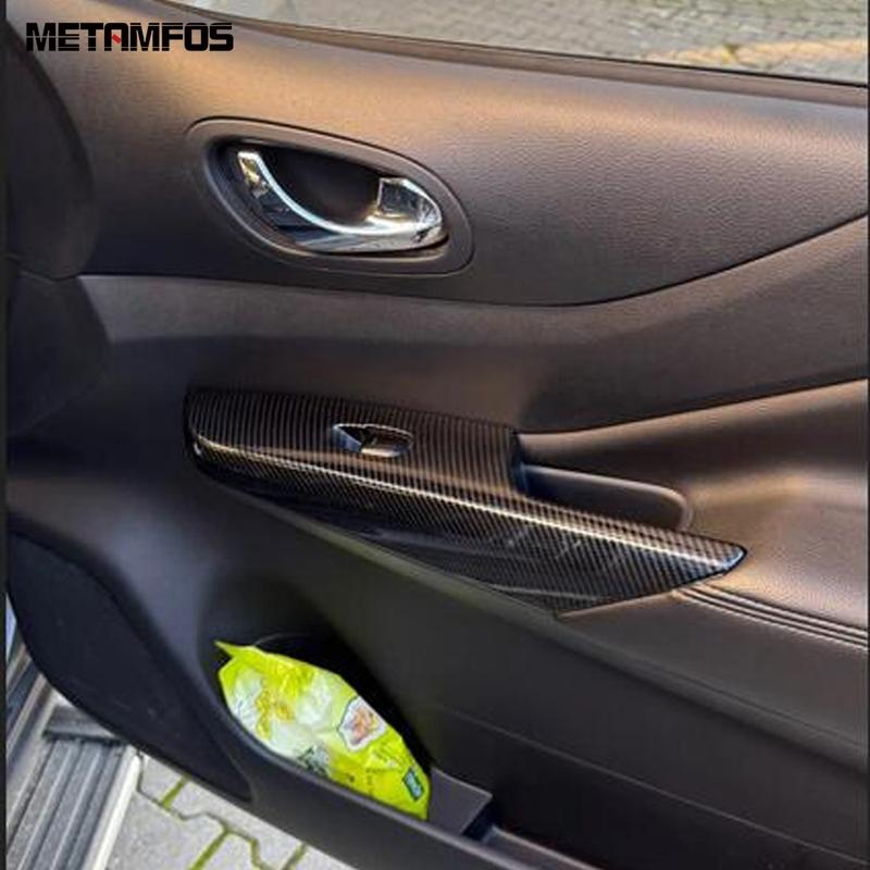 For Nissan Navara NP300 ST 2015- 2024 2025 Carbon Fiber Window Lift Switch Cover Trim Interior Armrest Frame Car Accessories
