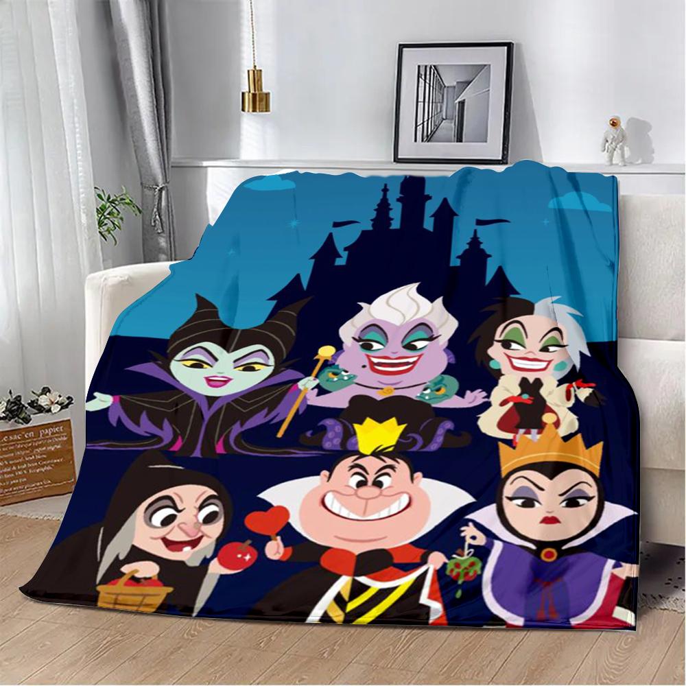 Cartoon Printed Blanket Picnic Blankets Princess Villains Queen Warm Blanket Soft and Comfortable Home Travel Birthday Gift