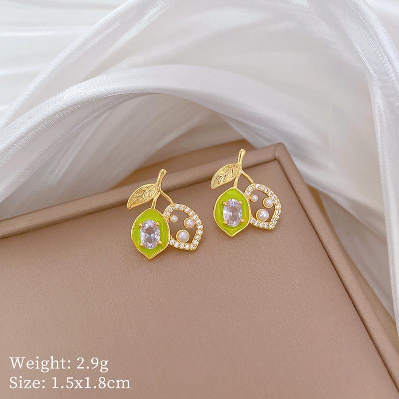 Necklace Earrings Set Light Luxury Full Of Diamonds Fruit Pearl Personality Temperament Banquet Earrings Item Group