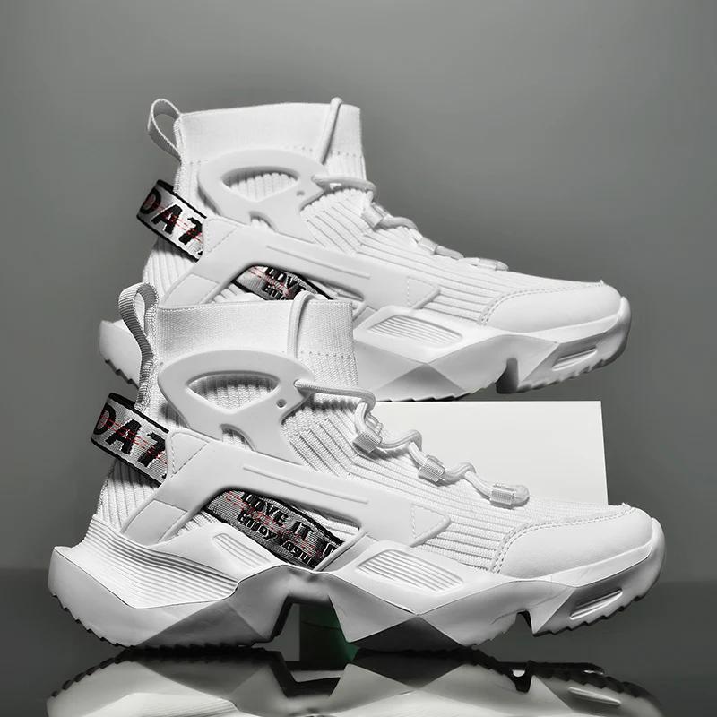 

Мужские кроссовки для бега, уличные кроссовки, тренировочные, для джоггинга, с амортизацией, для соревнований, для пары, внедорожные, роскошная обувь, сетка, дышащие, нескользящие 41 белый