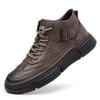 Men's 2024 Winter Leather High-Top Sneakers with Soft Sole and Plush Lining