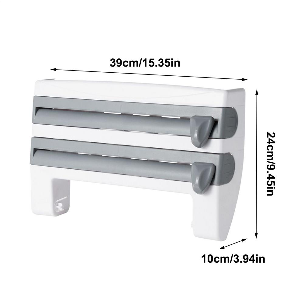 

Kitchen Plastic Wrap Dispenser Cling Film Holder Baking Tinfoil Cutter Roll Paper Stand Organizer Kitchen accessories серый