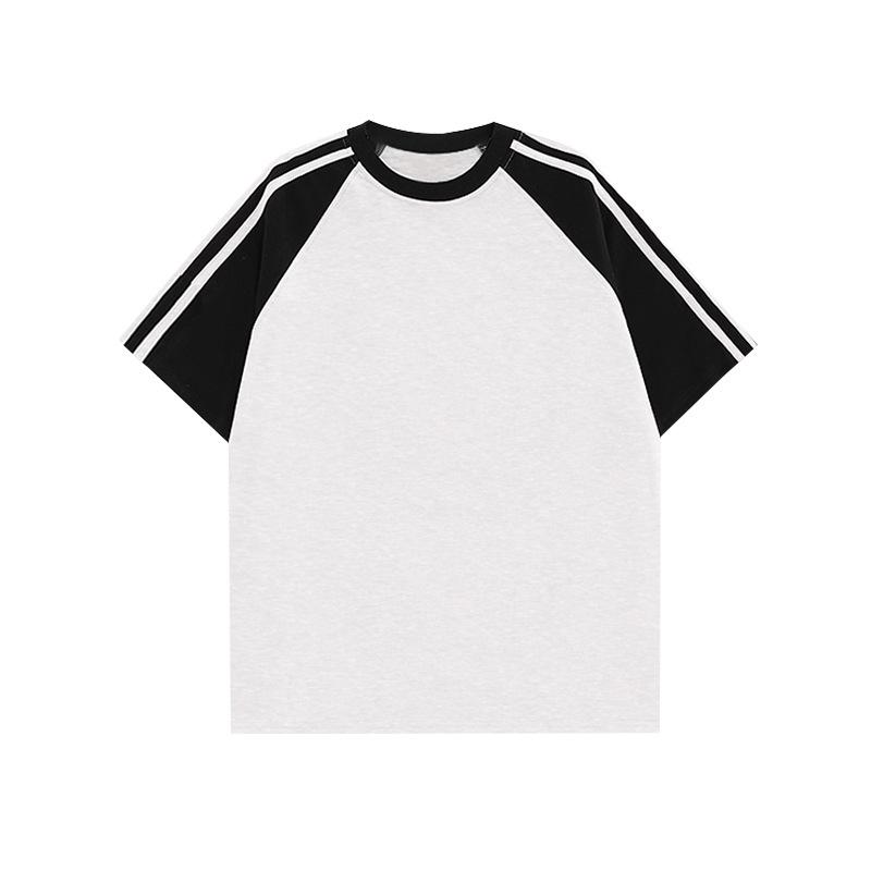 Women's Contrast Raglan Three-Stripes Short Sleeve Customized Logo T-Shirt