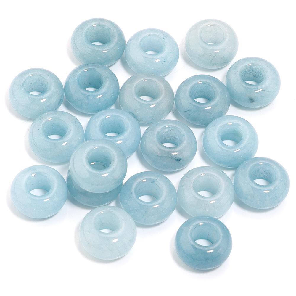 6pcs 14x8mm Natural Stone Beads Amethyst Tiger Eye Agate Jade Abacus Shape Big Hole Loose Beads for Jewelry Making DIY Bracelets