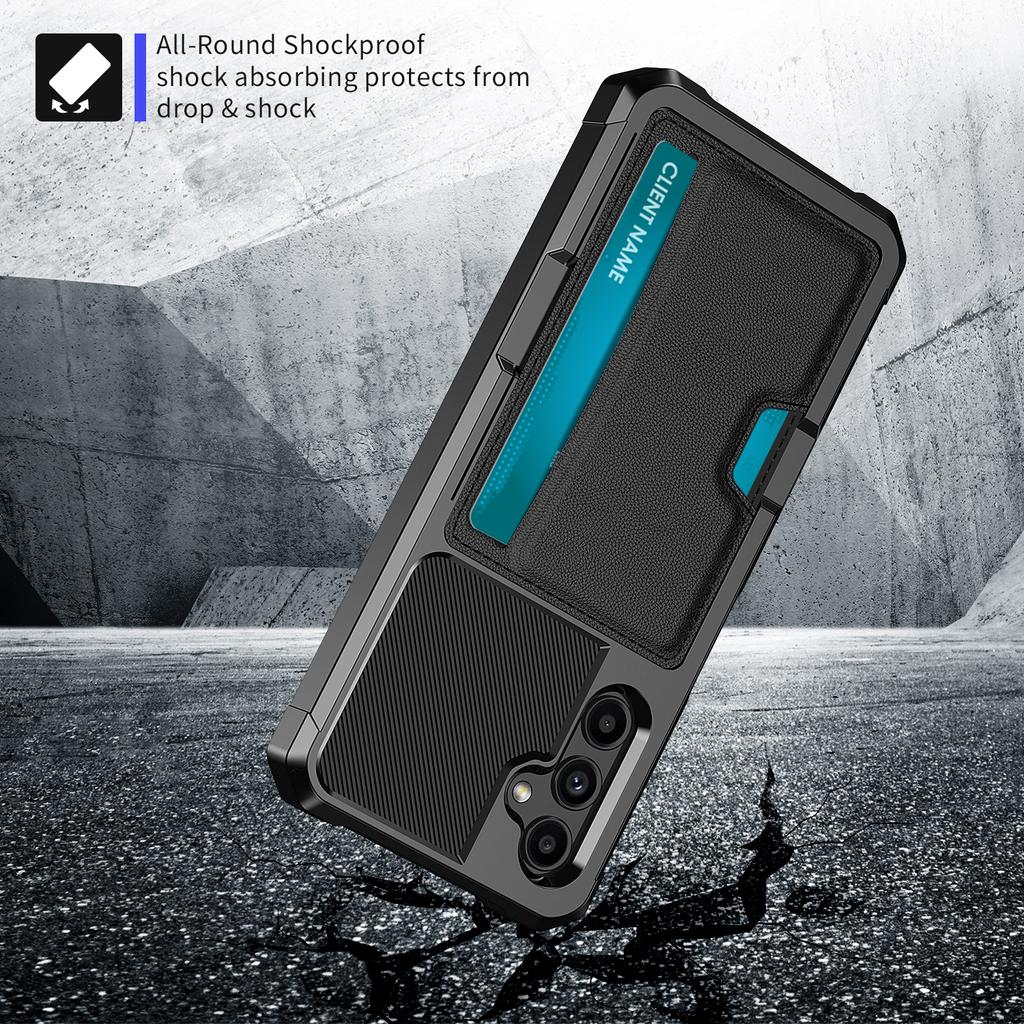 Back Case for Samsung Galaxy A24 4G (162.1 X 77.6 X 8.3mm) ZM02 PU Leather+TPU Card Holder Four Corners Shockproof Phone Shell