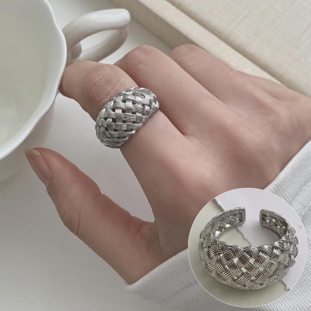 Koreanischer 3D Herzring: Damen Retro Breiter Ring, Modischer Englischer Buchstaben Offener Fingerring, Hip-Hop Stil Zeigefingerring.