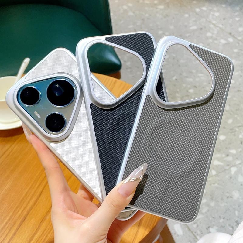 Matte Leather For Magsafe Magnetic Phone Case For Huawei Pura 90 Pro Max Wireless Charging Luxury Plating Ultra Thin Hard Cover