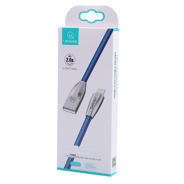 USAMS U-Light Lightning Braided Cable Blue/Blue 1.2m IPZSUSB03 (US-SJ182)