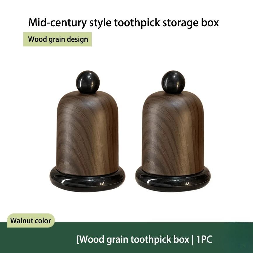 1Pc Elegant Walnut Wood Toothpick Holder with Ball Top - Solid Wood Design, High-End Decor for Living Room & Kitchen, Portable