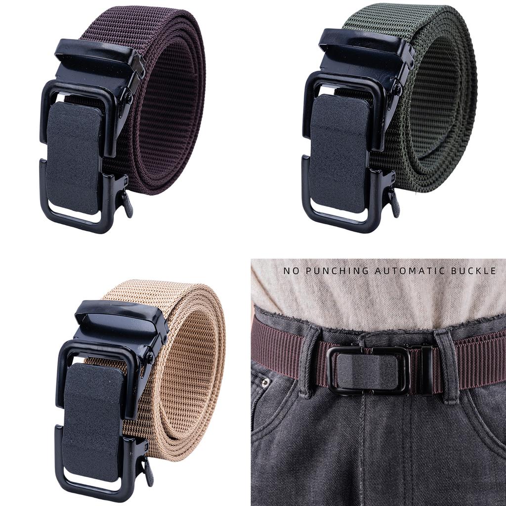 Men's Tactical Belt 1.5 Inch Nylon Webbing with Quick Release Automatic Buckle for Outdoor Activities and Work