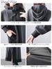 Gold Japan Plus Size Long Fleece Women's Dress, Sleeve, Two-Tone Hoodie, Lining, Anti-Static, Stretch, Fall/Winter, Charcoal, 4L, plan-460014