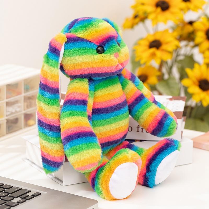New Product: New Rainbow Striped Rabbit Plush Toy Doll For Easter, A Perfect Gift For Children