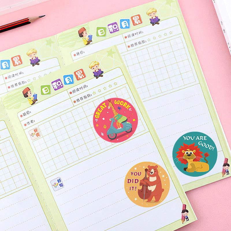 500 Cute Cartoon Reward Stickers Roll: Fun Encouragement & Praise for Kindergarten