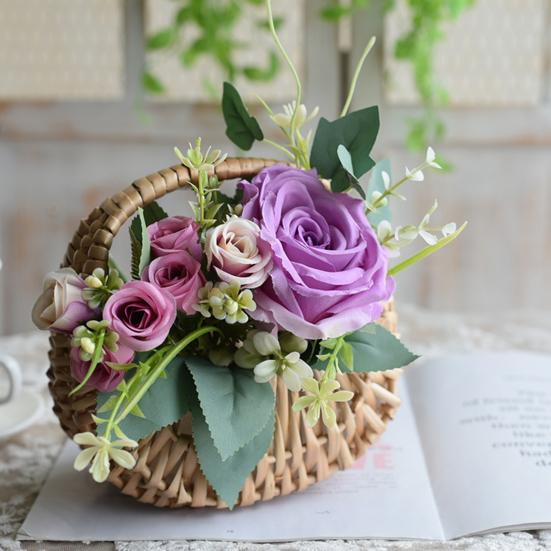 Flower Basket Attractive Appearance Easy Carrying Durable Rattan Flower Basket for Wedding