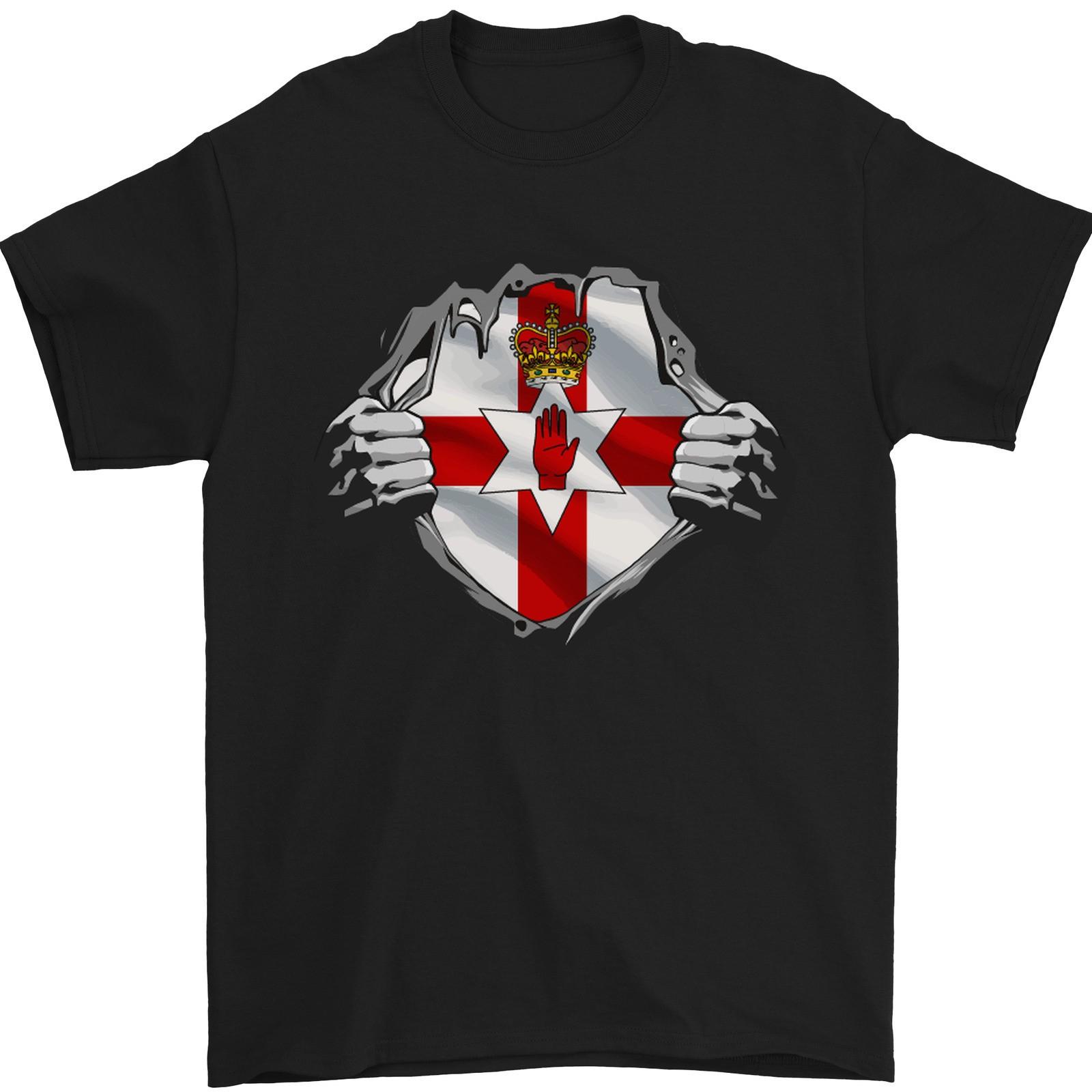 Ulster Flag N Ireland Gym Ripped Torn Mens T-Shirt 100% Cotton S