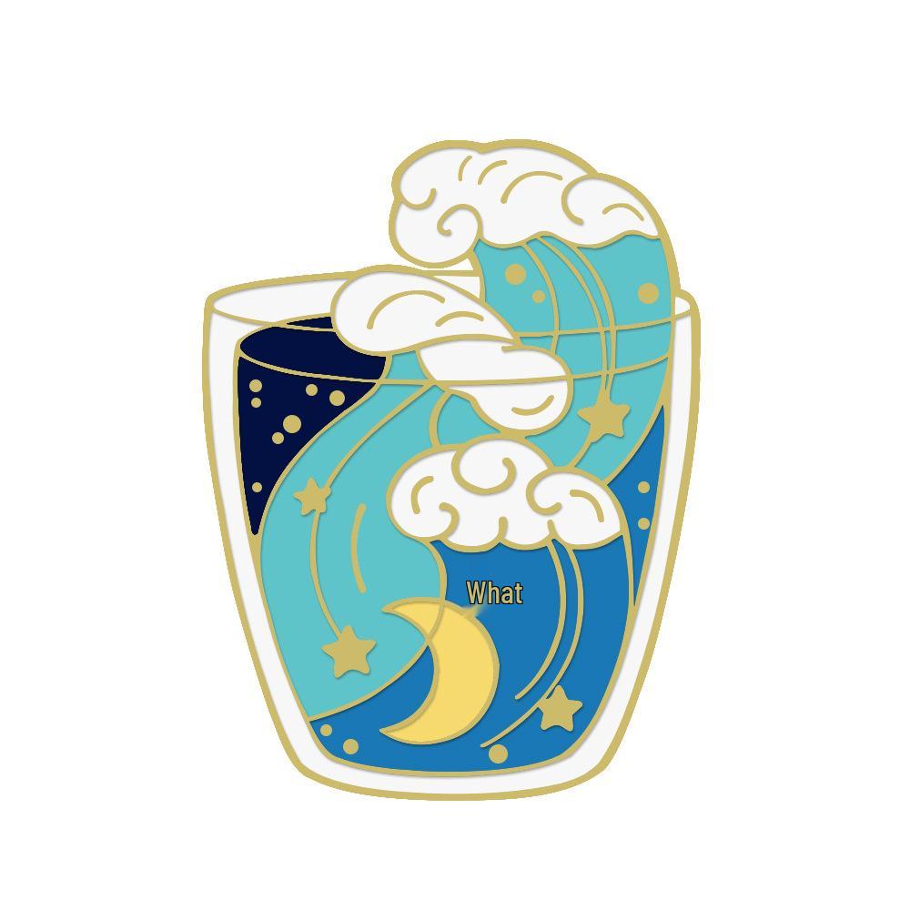 Iridescent Starry Sky Enamel Brooch: Cartoon Lapel Pin in Test Tube, Wine Glass, and Milk Shapes for Men & Women