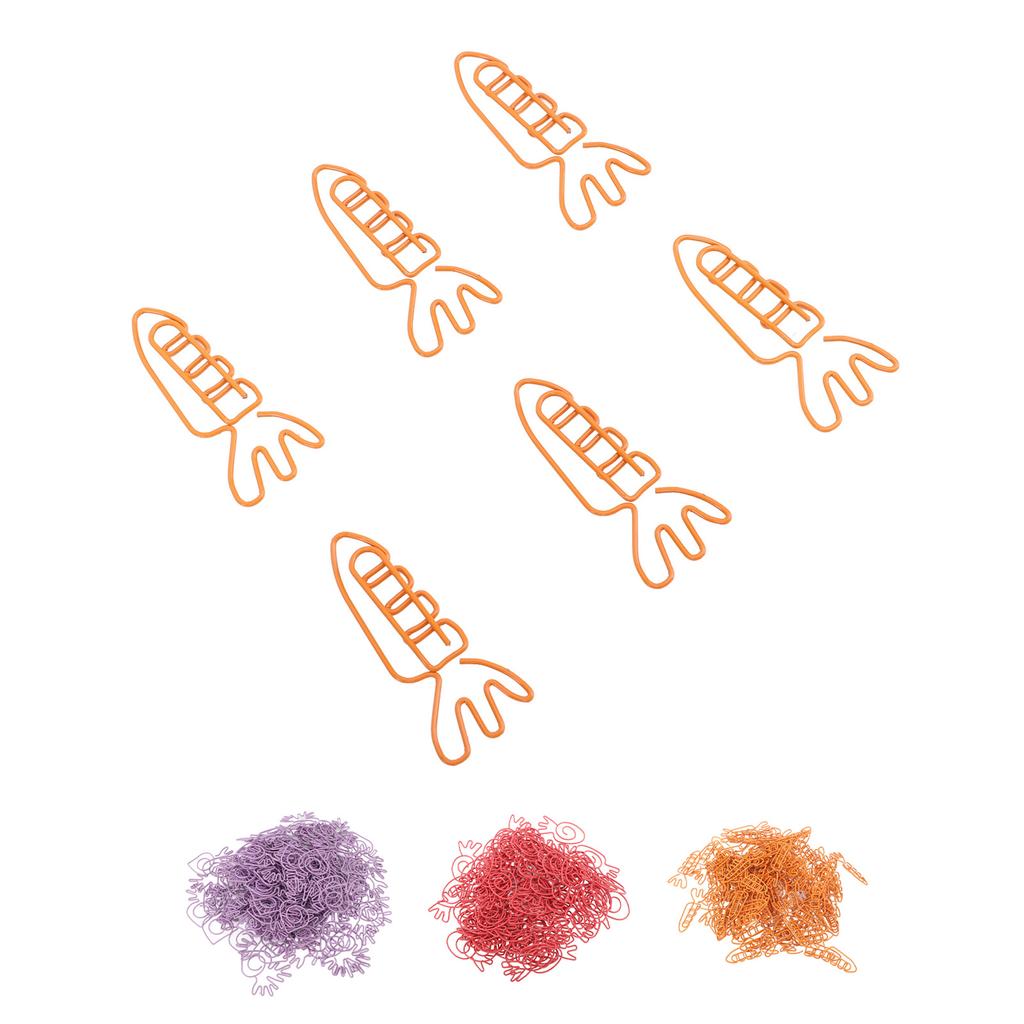 100Pcs Carrot Paper Clips Carrot Shape Strong Metal Anti Slip Rustproof Cute Paper Clips for Documen