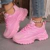 2024 Spring/Summer Women's European Thick-Soled Mesh White Dad Sneakers