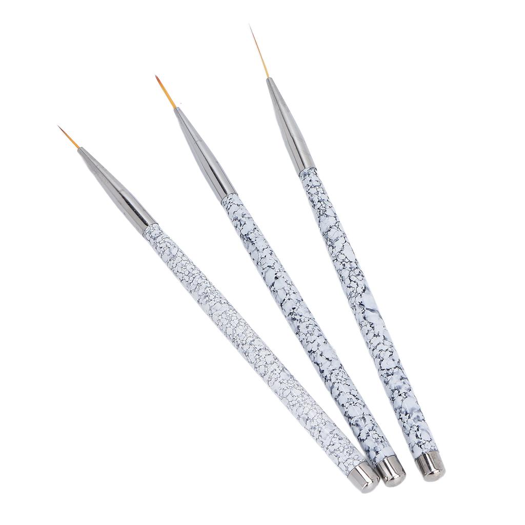 Ensemble de 3 Pinceaux Liner Professionnels pour Nail Art Pinceaux pour Peinture et Dessin d'Ongles Ensemble Outils de Manucure