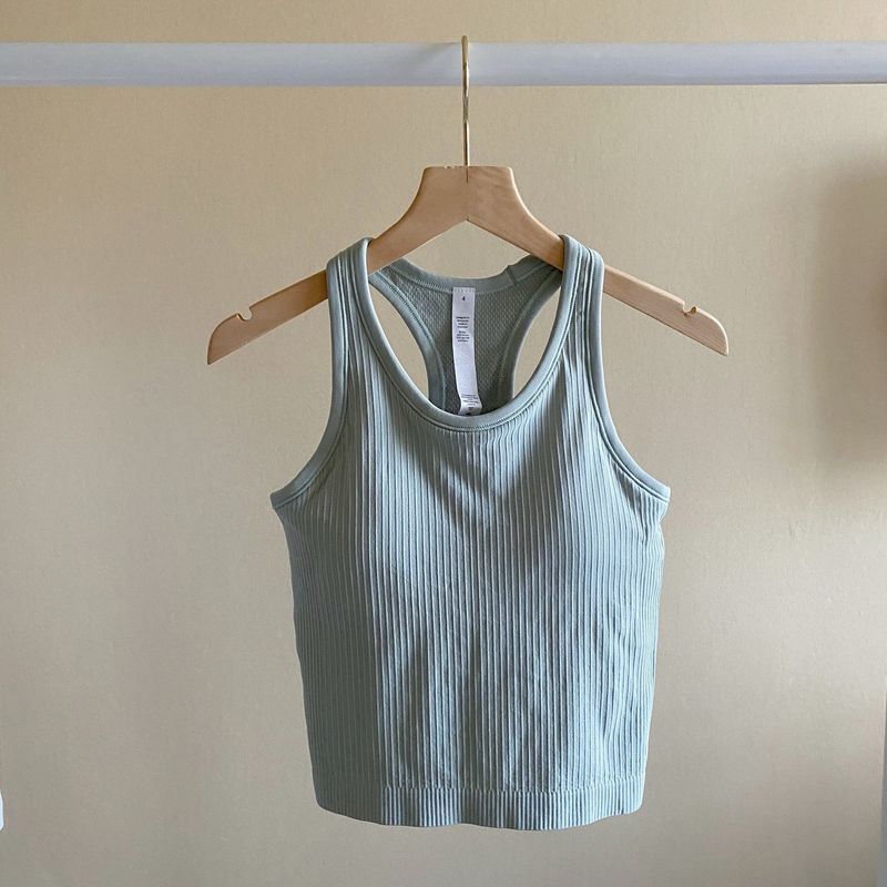 

Spring and Summer New Pink Lychee Red Ladies Gather High Elastic Comfortable Yoga Fitness Sports Sling I-Shaped Vest Outer Wear SILVER BLUE 8/L