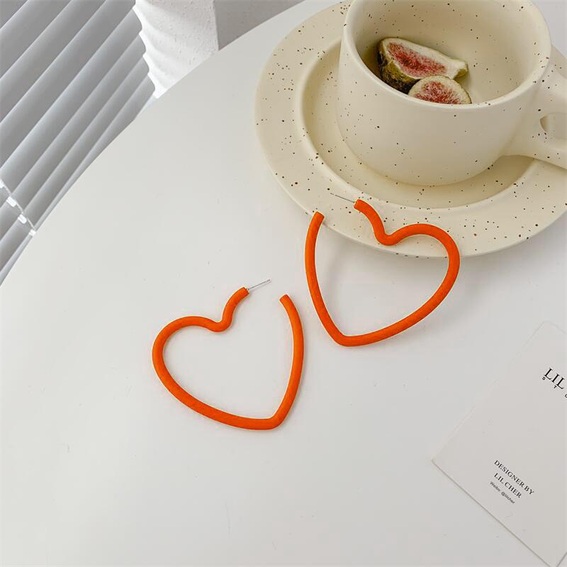 Fashion Geometric Personality Neon Acrylic Big Star Hoop Earring For Women Hollow Heart Earring Jewelry