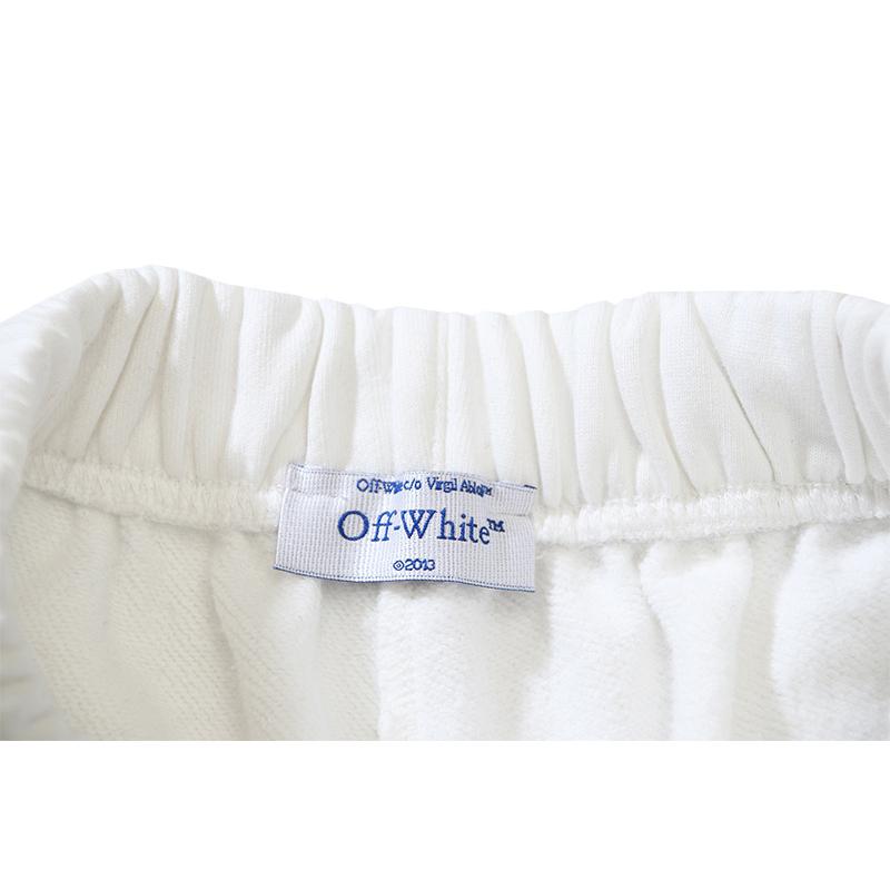 1019 Off-White 2025 Spring/Summer New OW Tape Slant Stripe Pattern Printed Men's and Women's Casual Loose Shorts