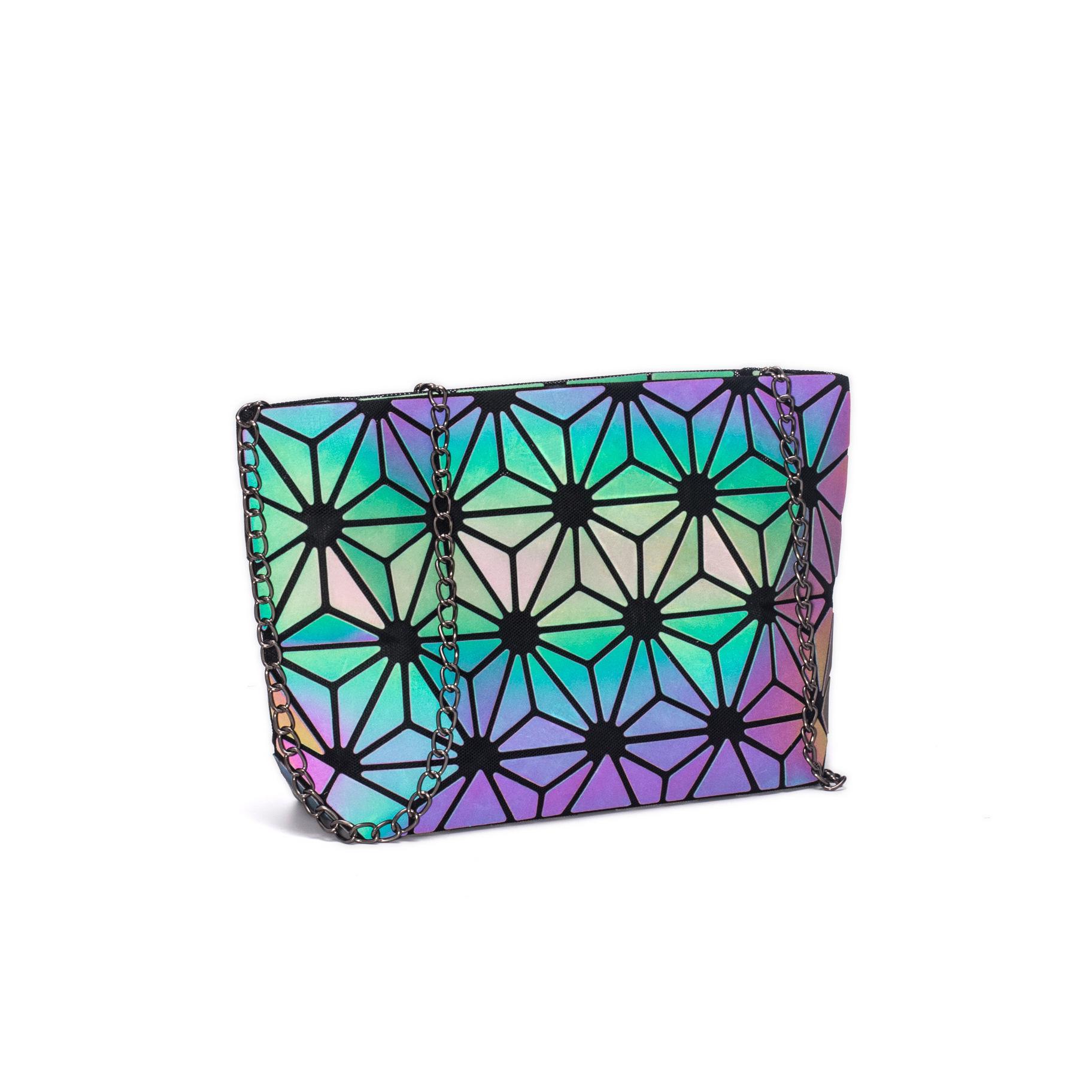 

Новая корейская версия ромбовидная сумка-мессенджер через плечо светящаяся геометрическая сумка женская сумка мини-сумка на цепочке