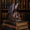 Bookshelf Display Figurine Flying Dragon Skull Resin Statue, On Human Figurine, Collectible Fantasy Statue Halloween Abstract Sculpture, Gothic Garden