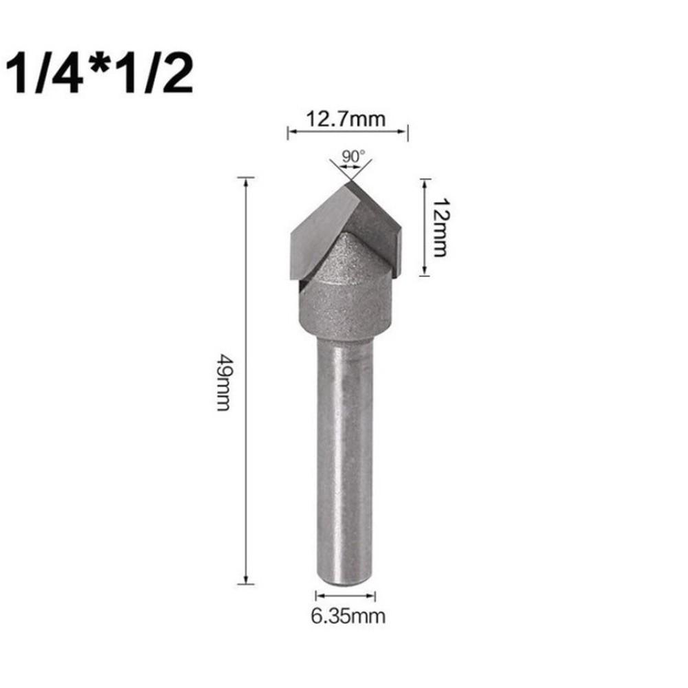 Drill Bit Router Bits Shank V Groove 1/4inch 6.35mm