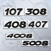 Car Sticker For u333 2008 3008 4008 5008 107 407 308 408 508 307 301 405 208 207 206 Black Letter Emblem Metal Badge Decals 333u