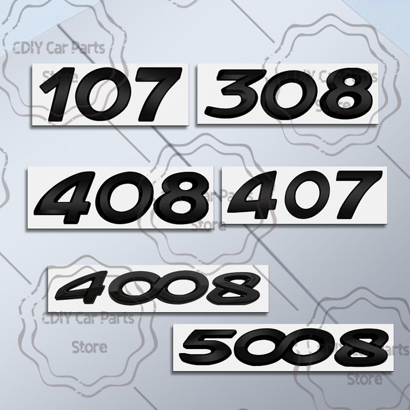 Car Sticker For u333 2008 3008 4008 5008 107 407 308 408 508 307 301 405 208 207 206 Black Letter Emblem Metal Badge Decals 333u