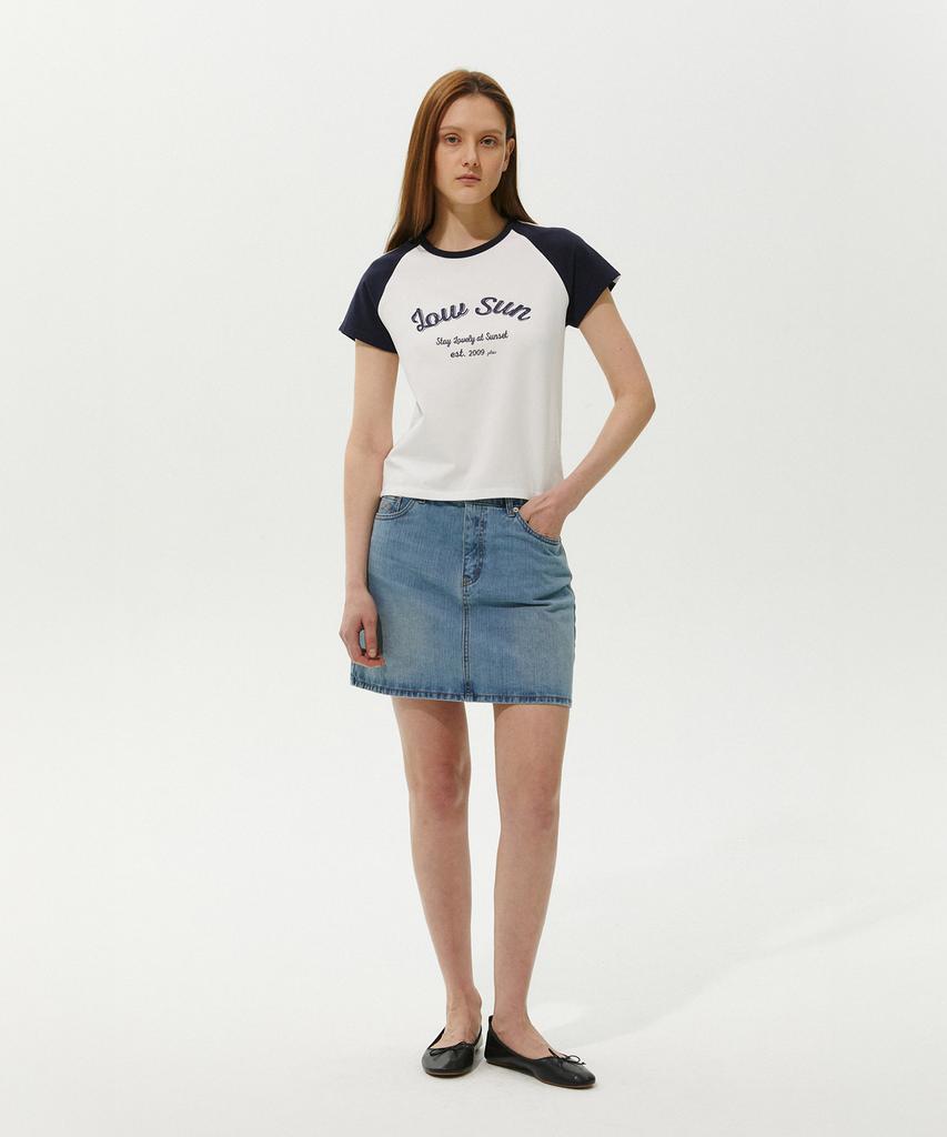 PLAC WOMEN Vintage Washed Denim Mini Skirt Light Blue