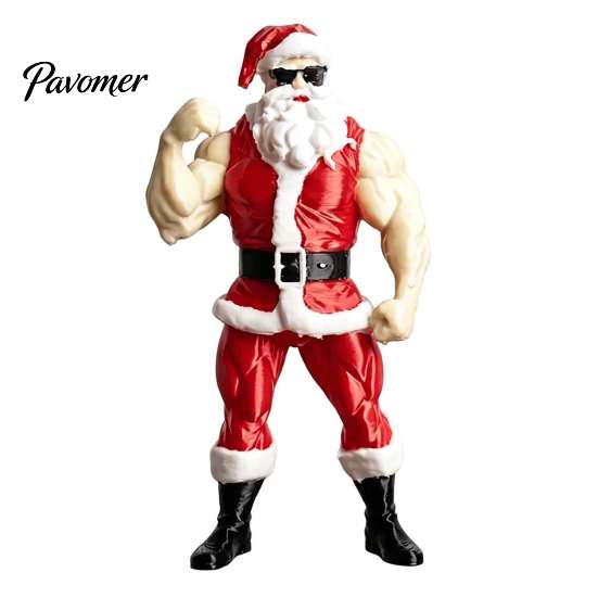 Funny Santa Ornaments Strong Muscles Claus Ornament, Muscle Lines And Beard Decor, 3D Printed Office Desk Holiday Decor Christmas Decoration, Durable