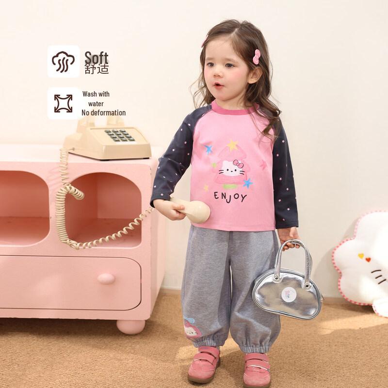 LUSON Baby Girl's Cartoon Raglan Long-Sleeve T-Shirt