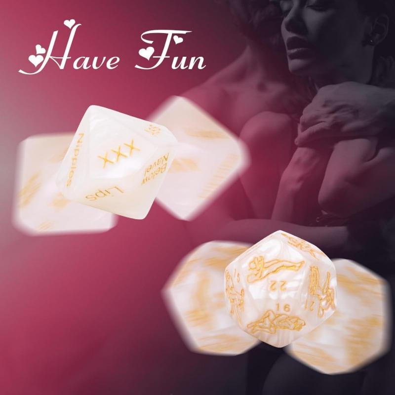 1 Set of 4 Marbled Engraved Glow-in-The-Dark Dice Set, Adult Polyhedral Game Accessories