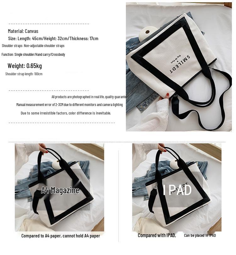 Women's High-End 2024 Large Canvas Tote: Fashionable Handbag & Shoulder Crossbody