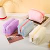 1Pc Cosmetic Travel Fleece Fabric Solid Color Wash Bag Make Up Pouch Storage Case Women's Toiletry Bag