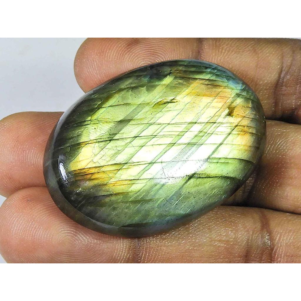 138Cts. Natural Labradorite Oval Crystal Cabochon Loose Gemstone 31X48MM SK-1985