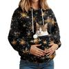 Women's Fashionable Casual Fleece Lined Long Sleeve Pocket Hooded Printed Sweatshirt