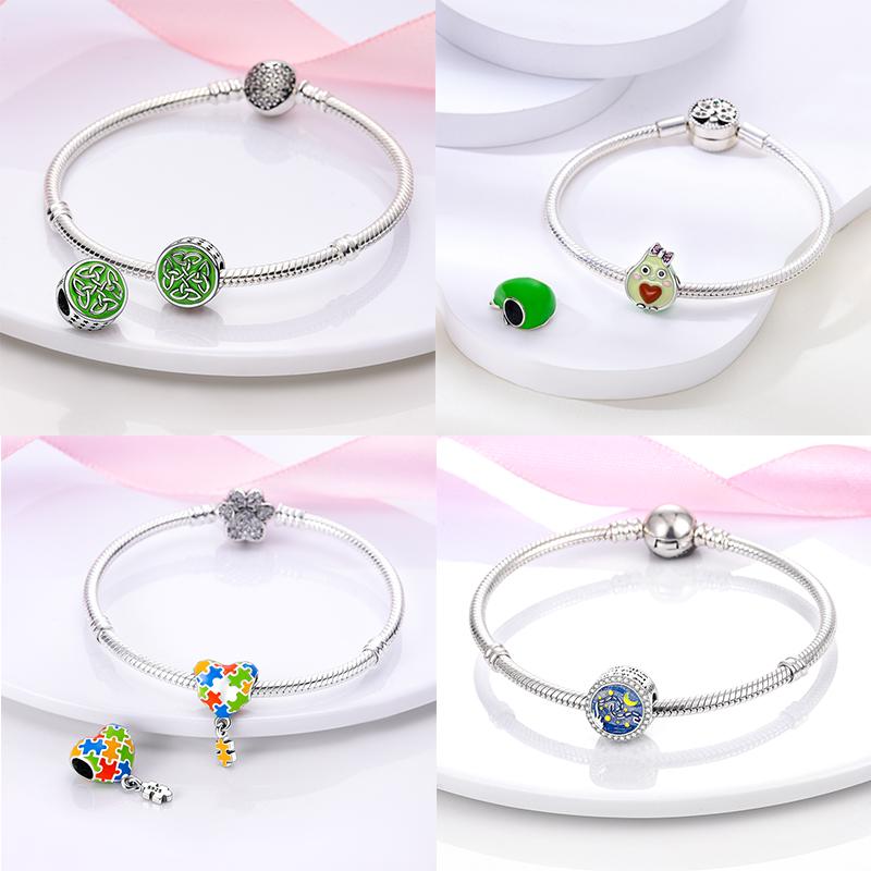 Copper Green Series Four Leaf Clover Lucky Butterfly Pendant Fit Original Bracelet Charm Beads Diy Jewelry